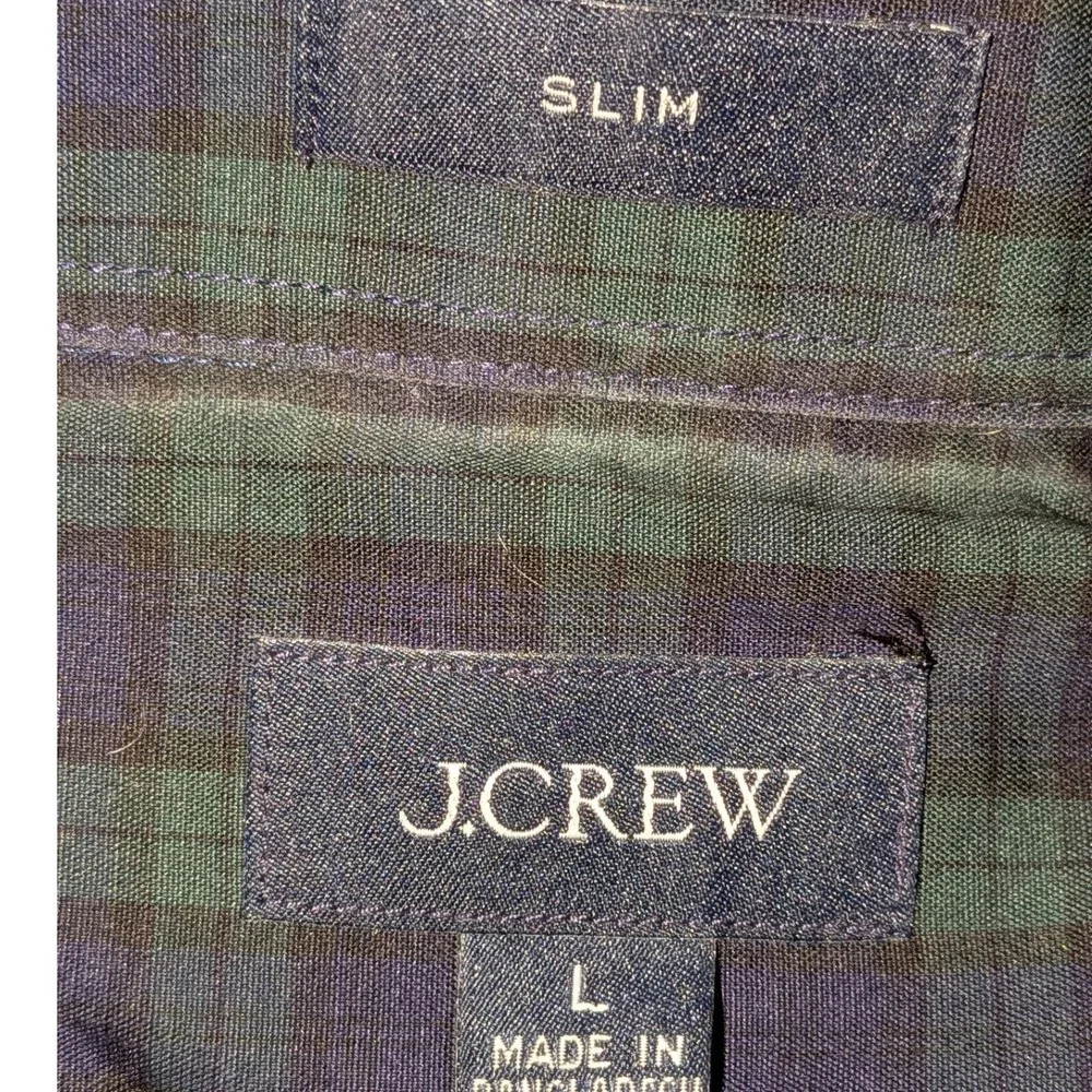 J.Crew Mens Slim Fit‎ Black Watch Plaid Button Down Shirt  Large NWOT $98